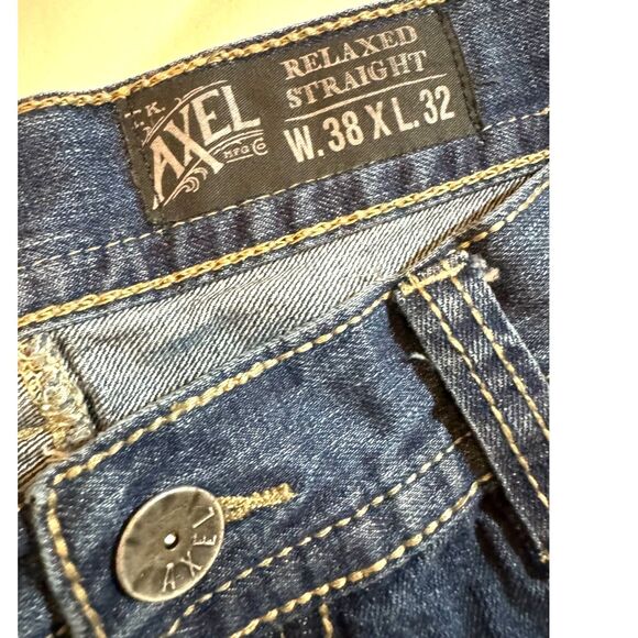 AXEL Men's Jeans sz38/32 inseam 30" Distressed Relaxed Fit Straight Leg Raw Hem - Picture 5 of 15